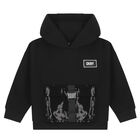 Girls Black Logo Sequin Hooded Top, 1, hi-res