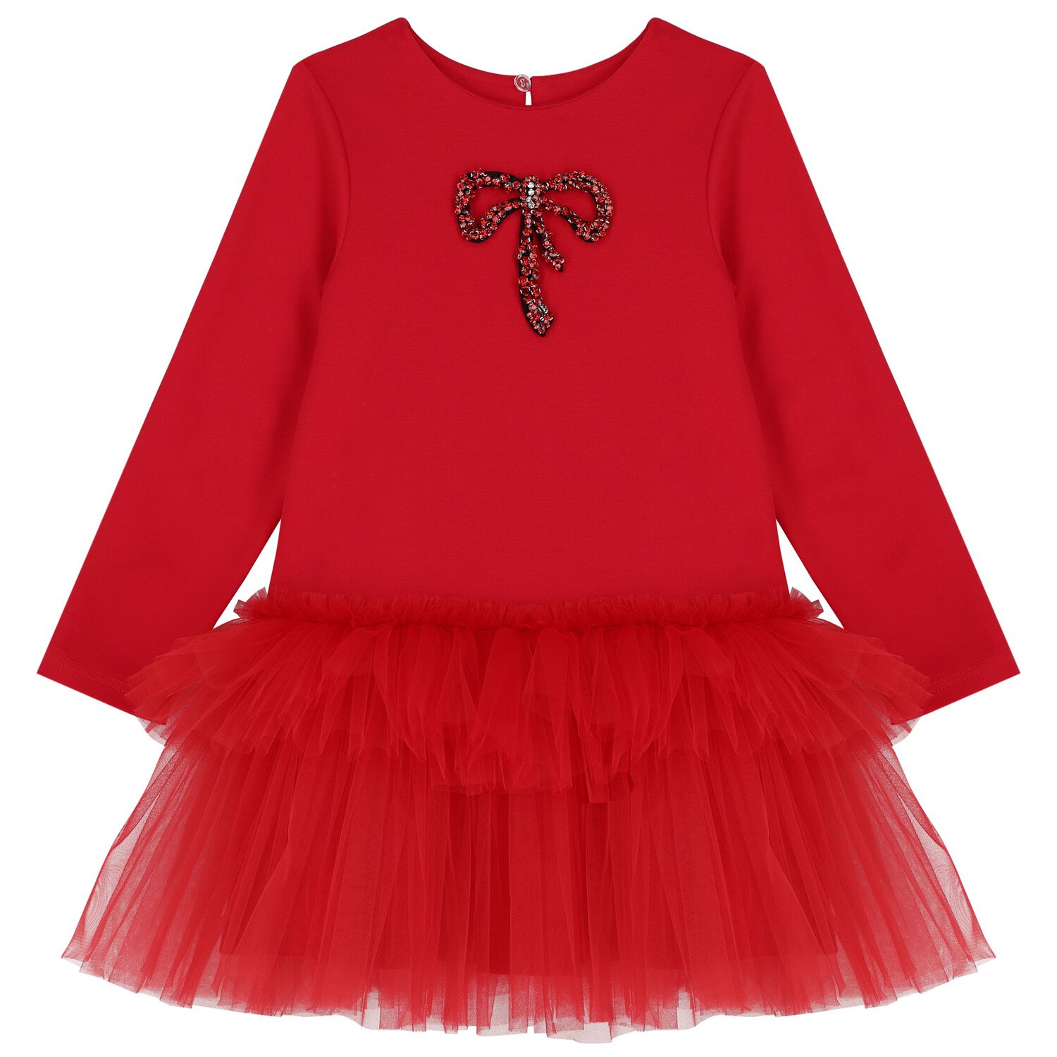 Girls Red Embellished Dress, 1, hi-res image number null