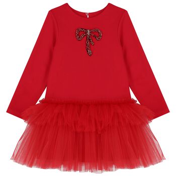 Girls Red Embellished Dress