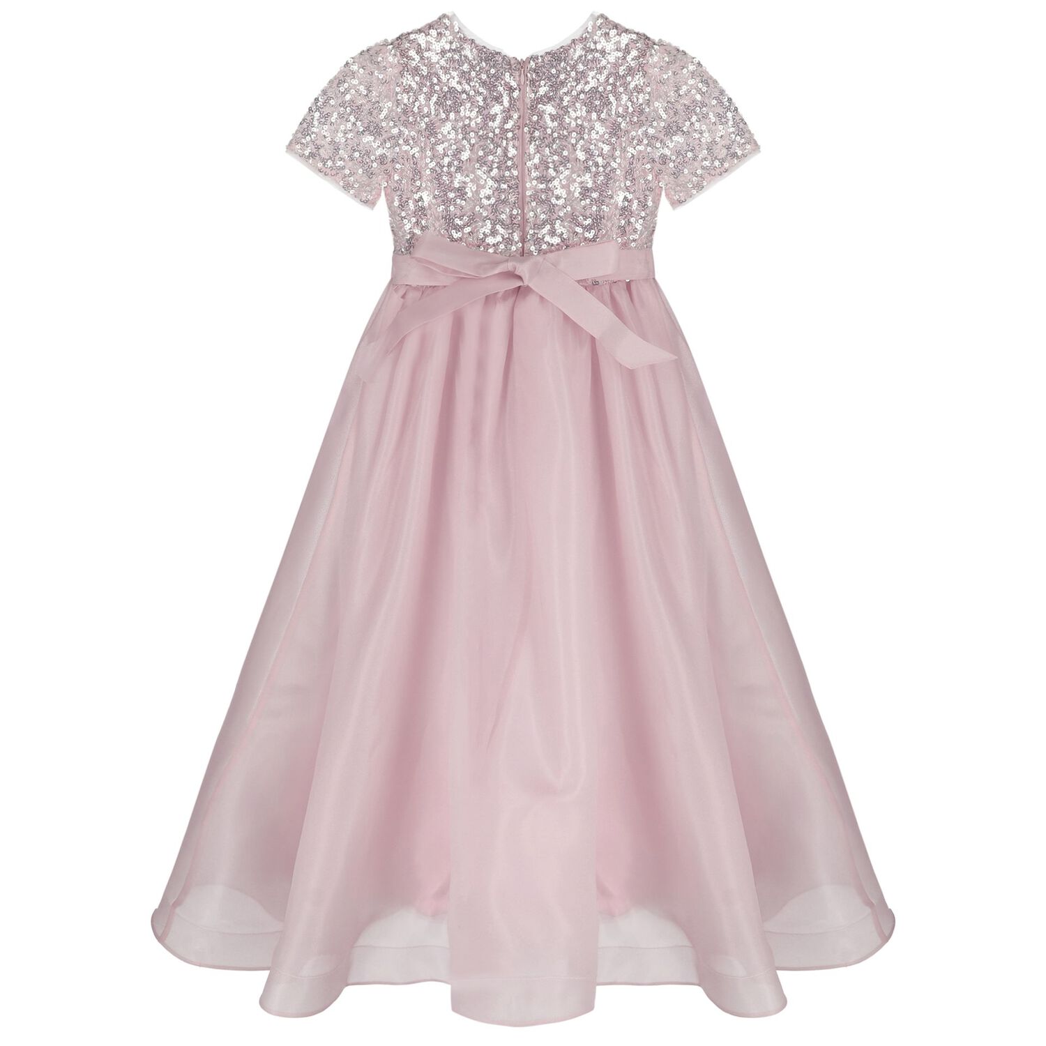 Girls Pink Sequin & Organza Dress, 1, hi-res