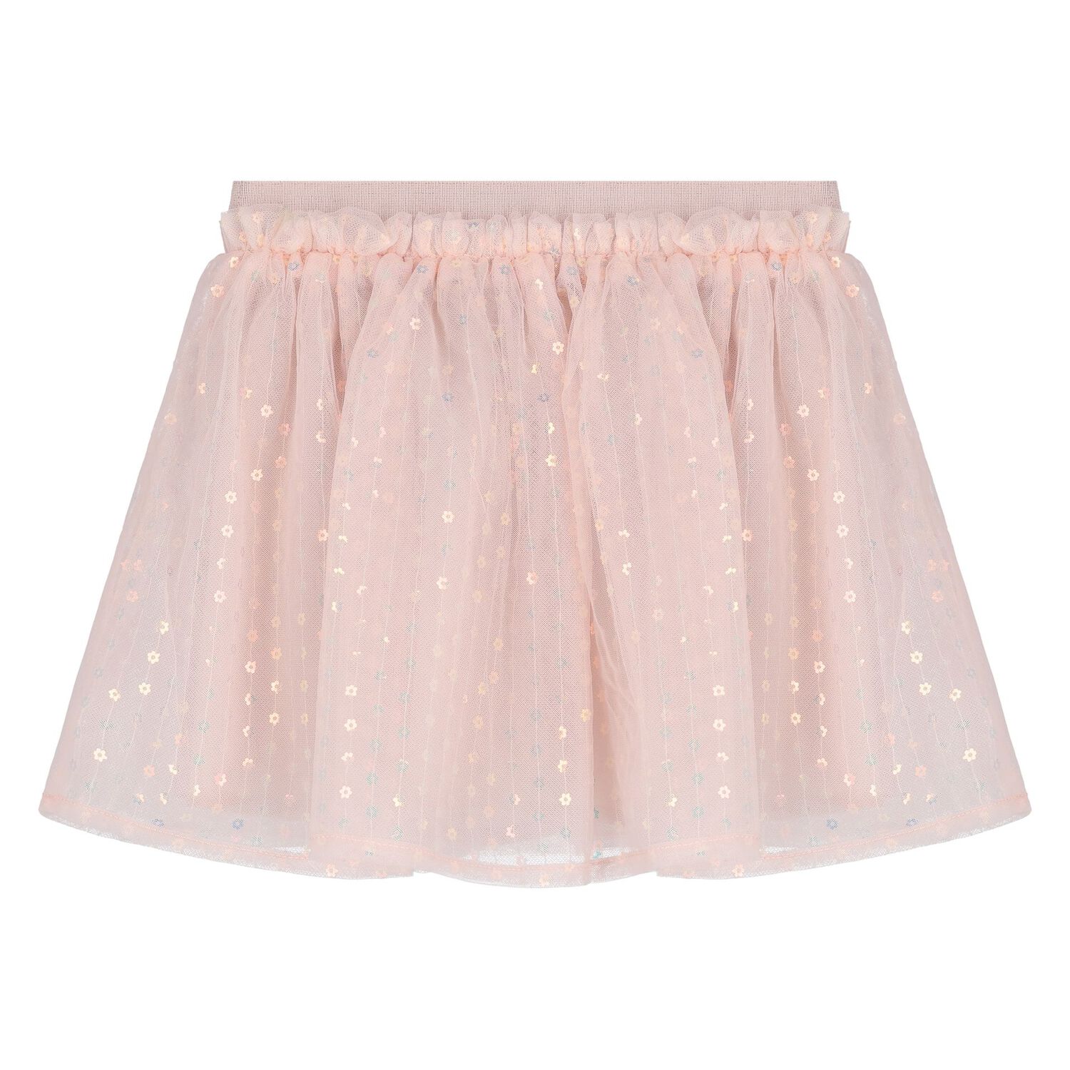 Younger Girls White & Pink Sequin Tulle Skirt Set, 1, hi-res