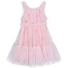 Girls Pink Tulle Floral Dress, 1, hi-res