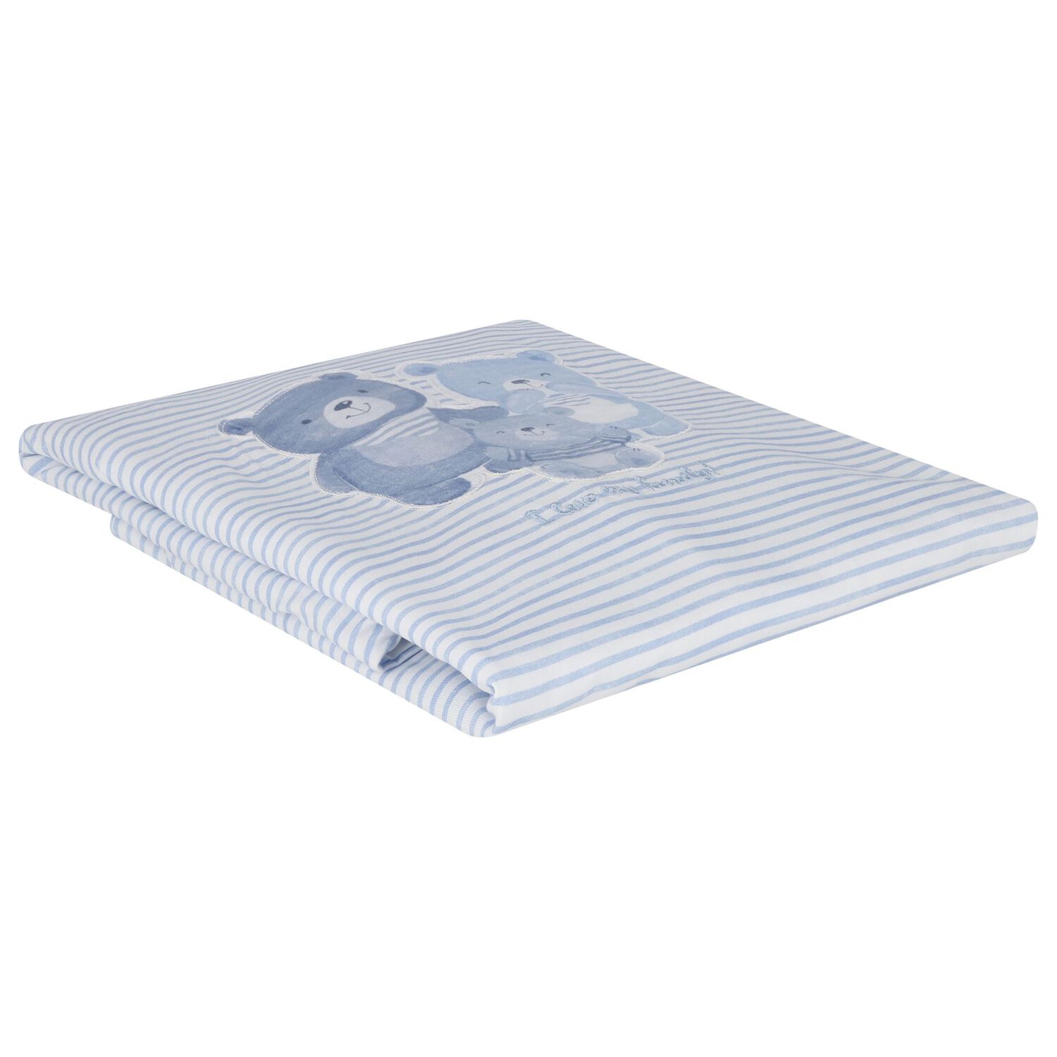 Baby Boys White & Blue Striped Blanket, 1, hi-res