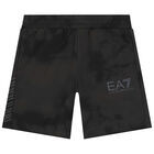Boys Black Logo Shorts, 1, hi-res