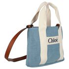Girls Blue Logo Denim Handbag, 2, hi-res