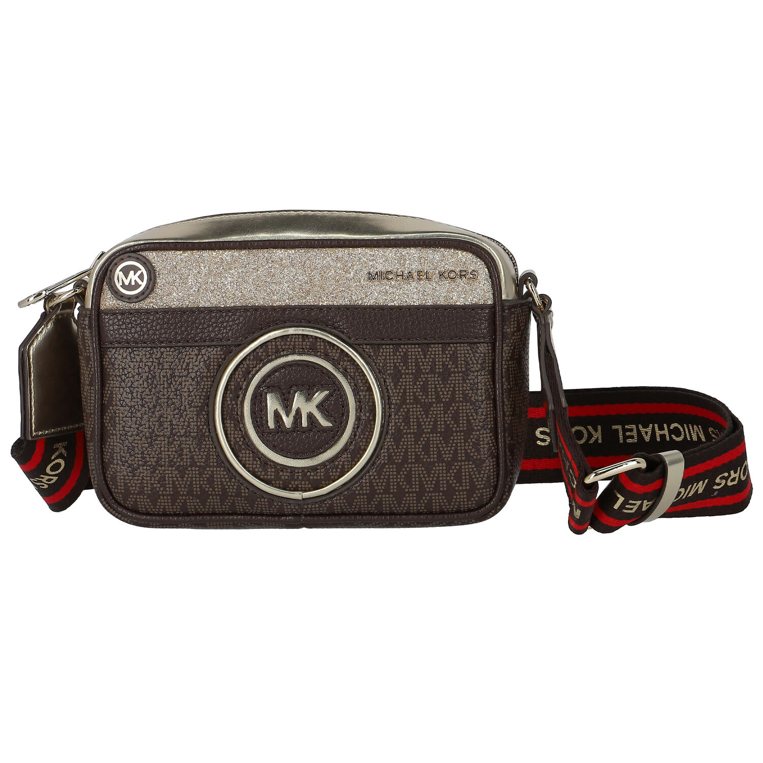 Girls Brown & Gold Logo Shoulder Bag, 1, hi-res