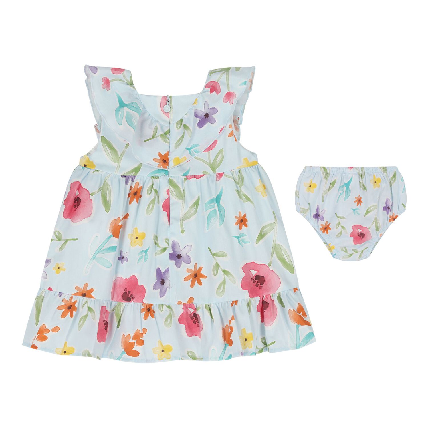 Baby Girls Blue Floral Dress Set, 2, hi-res