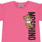 Younger Girls Pink Teddy Bear Logo Dress, 1, hi-res