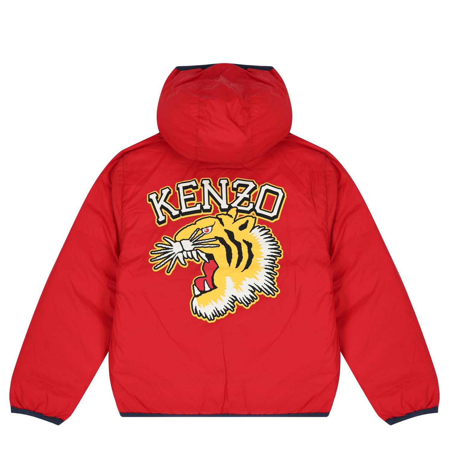 Navy Blue & Red Logo Reversible Puffer Jacket, 1, hi-res image number null