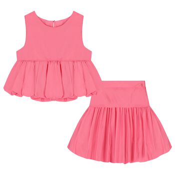 Girls Pink Bubble Skirt Set