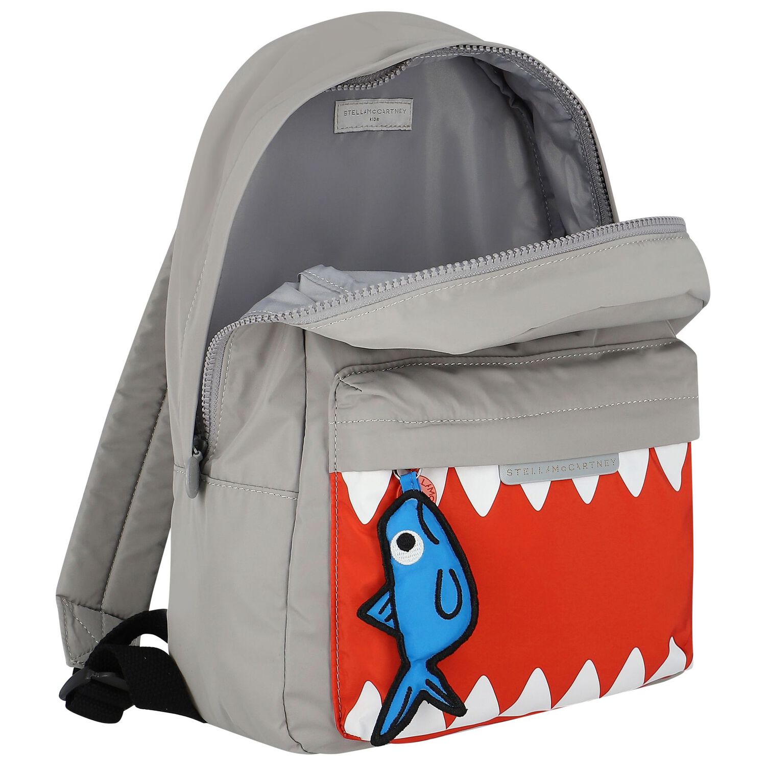 Boys Grey Shark Backpack, 1, hi-res