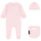 Baby Girls Pink Logo Babygrow Gift Set, 1, hi-res