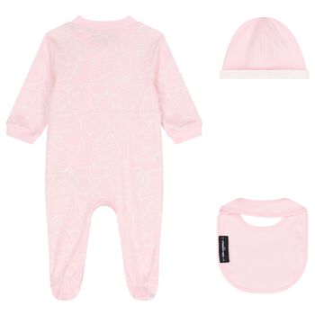 Baby Girls Pink Logo Babygrow Gift Set