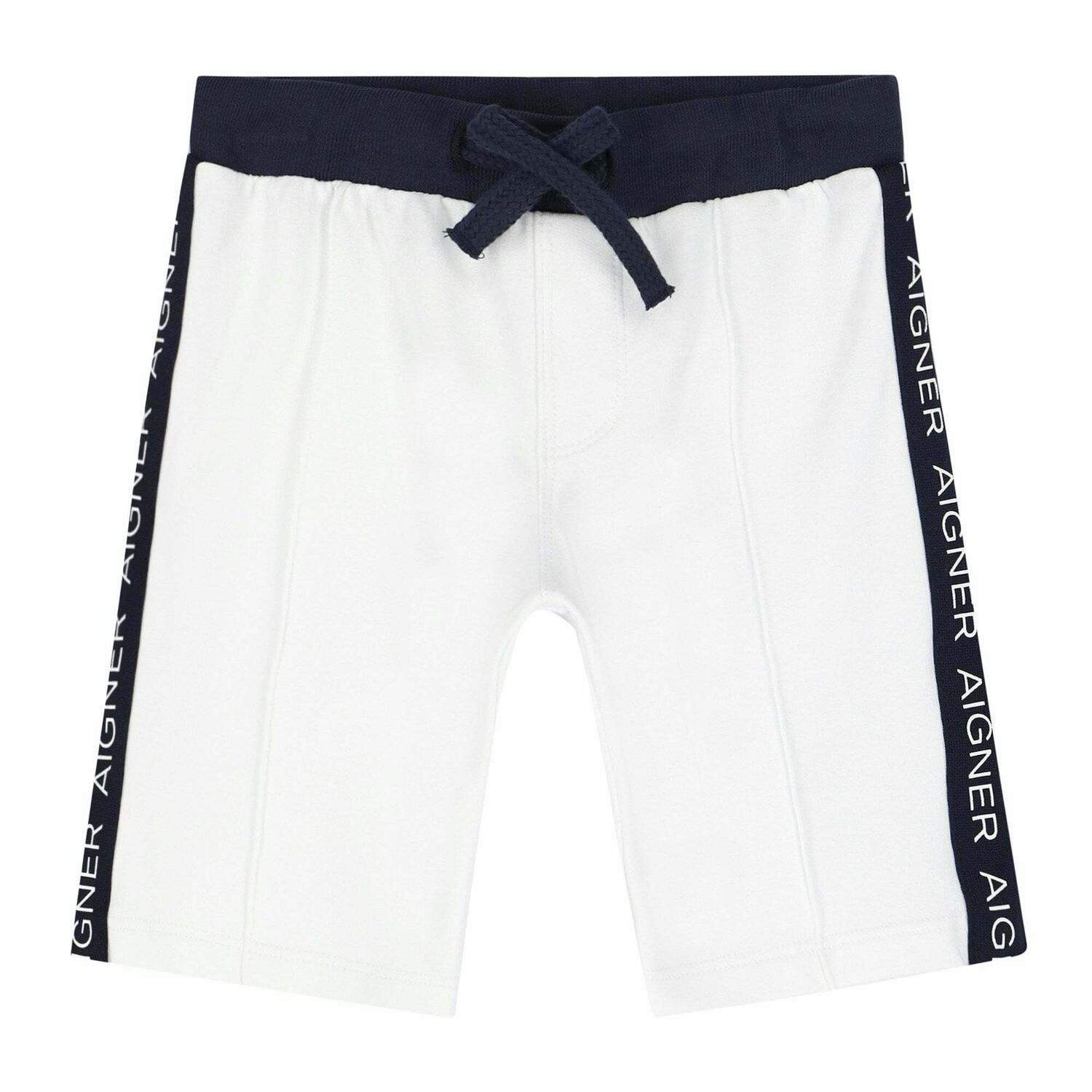 Younger Boys White Jersey Shorts, 1, hi-res