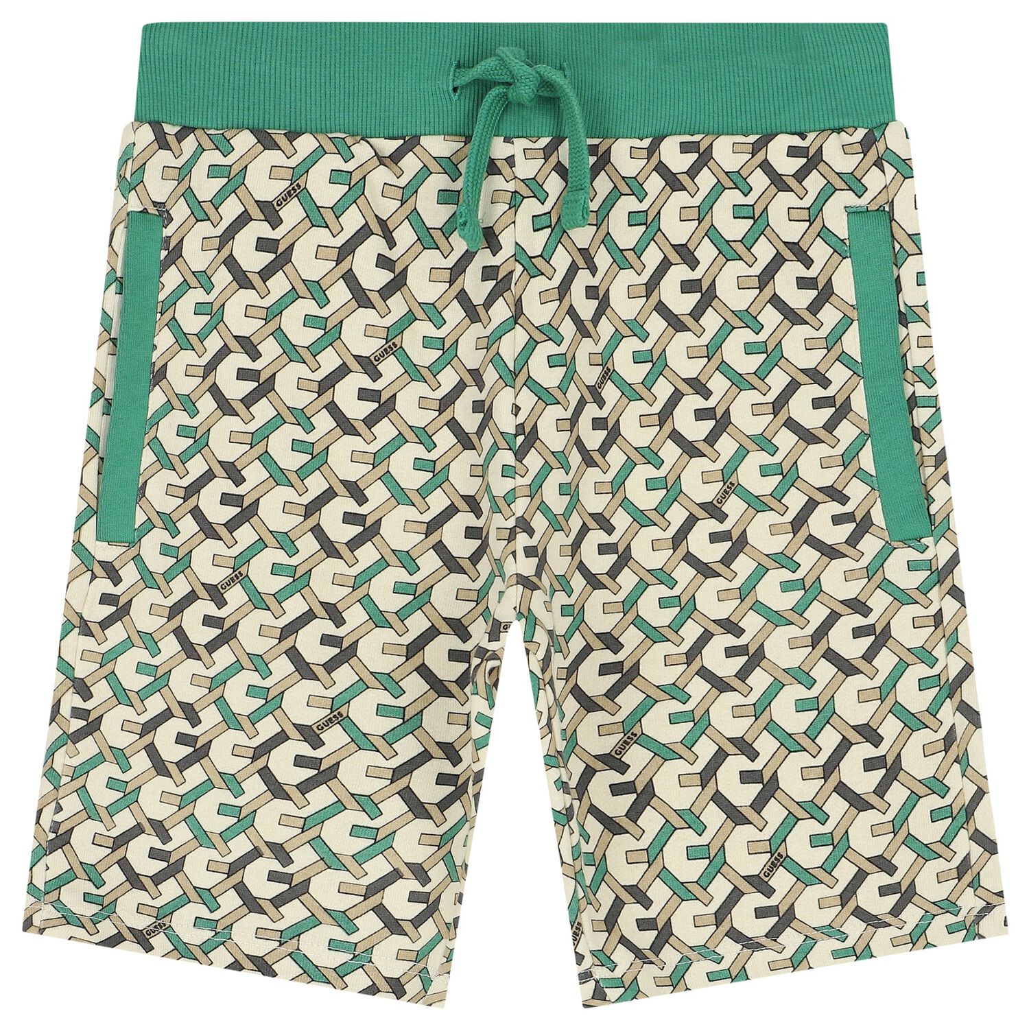 Boys Beige & Green Shorts, 1, hi-res image number null