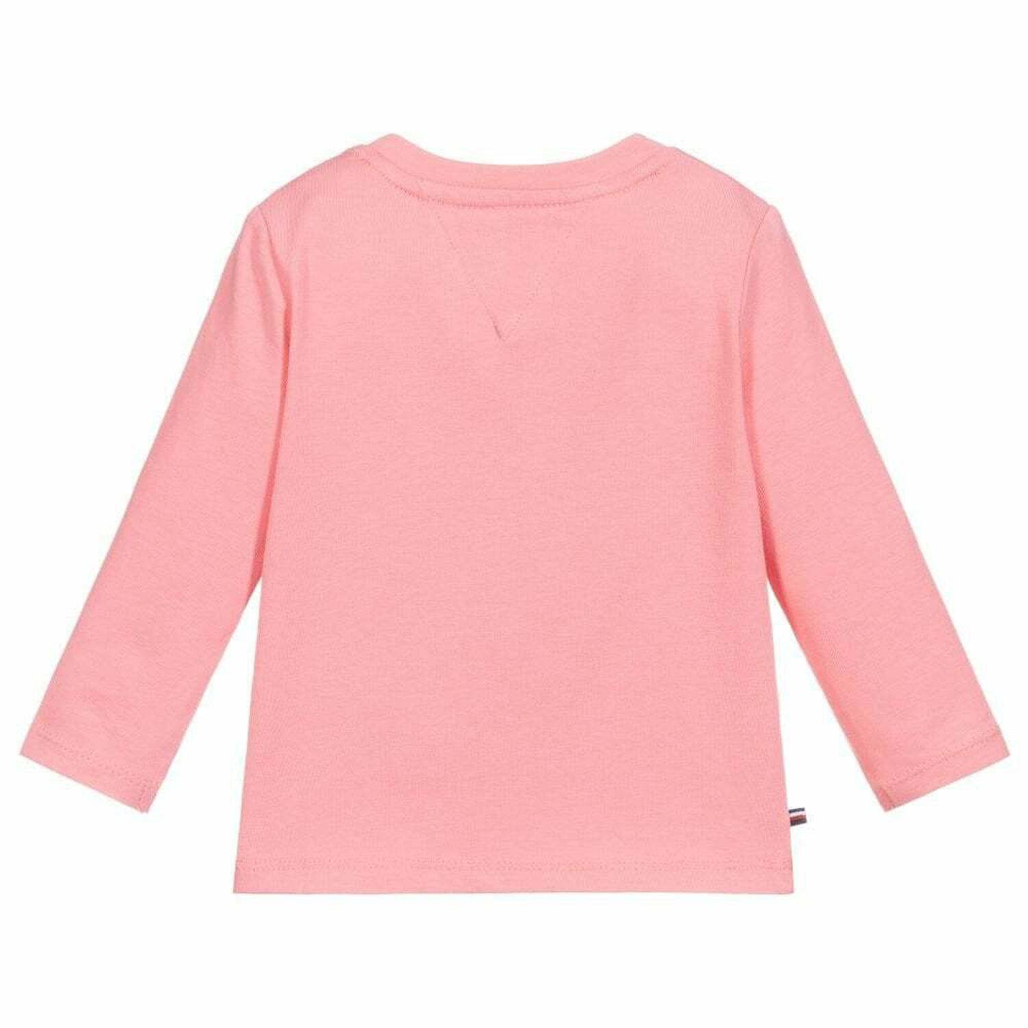 Baby Girls Pink Long Sleeve Logo Top, 2, hi-res