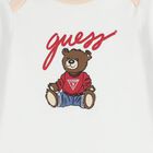Beige & White Teddy Bear Logo Baby Bodysuit Set, 4, hi-res