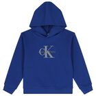 Boys Blue Logo Hooded Top, 1, hi-res