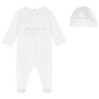 White & Silver Logo Babygrow Gift Set, 1, hi-res