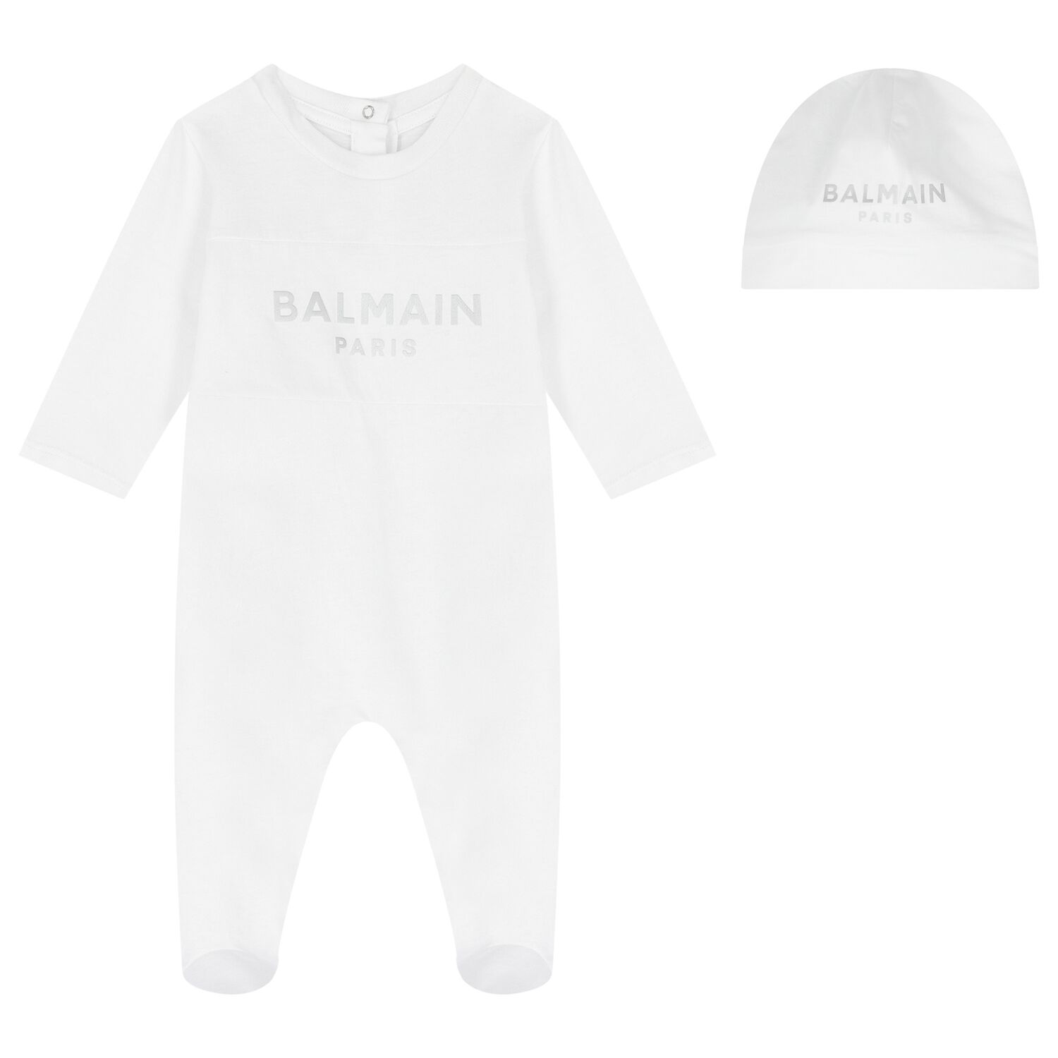 White & Silver Logo Babygrow Gift Set, 1, hi-res image number null