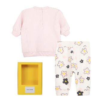 Younger Girls Pink & Ivory Daisy Logo Leggings Set
