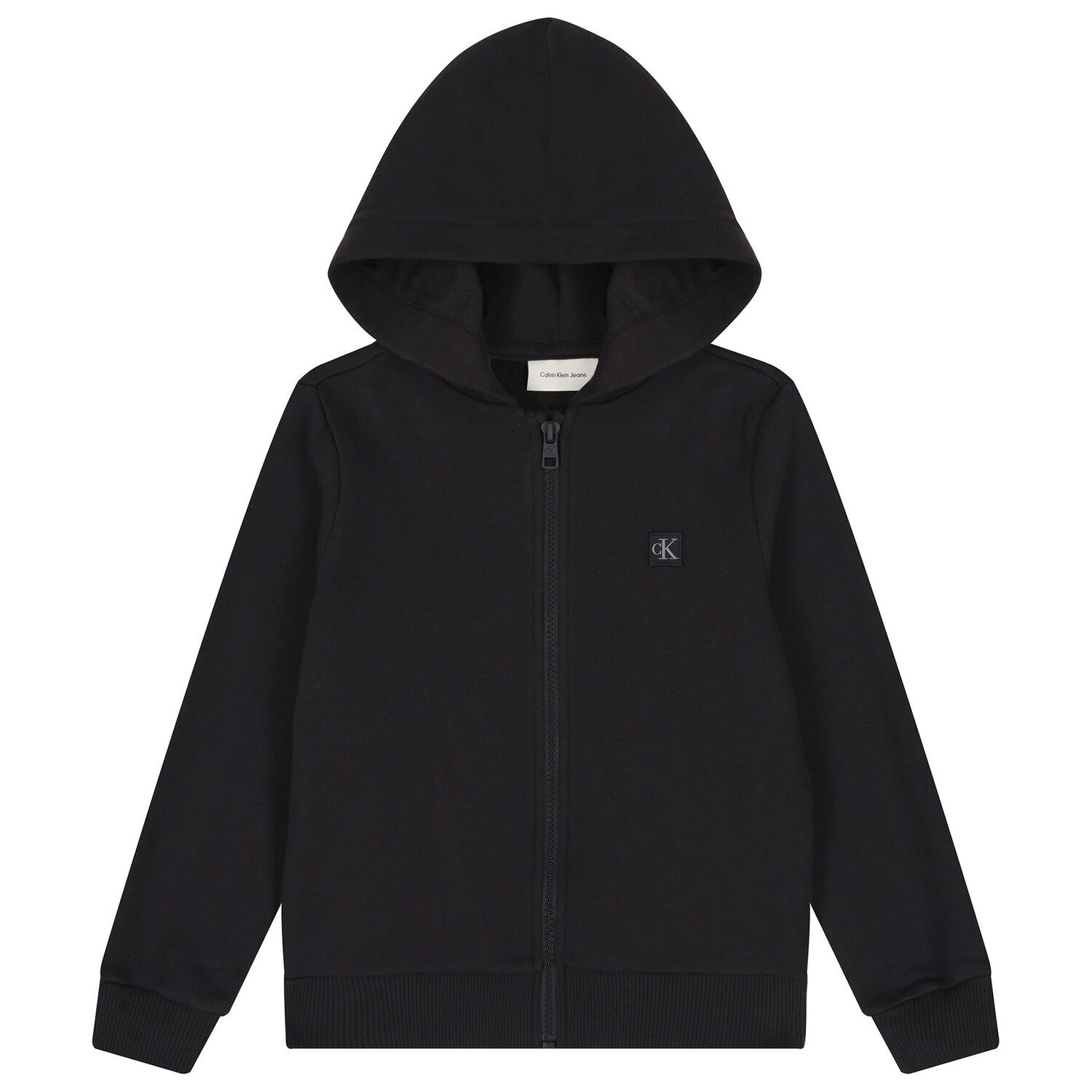 Black Logo Hooded Zip Up Top, 1, hi-res