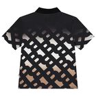 Boys White, Black & Beige Logo Polo Shirt, 1, hi-res