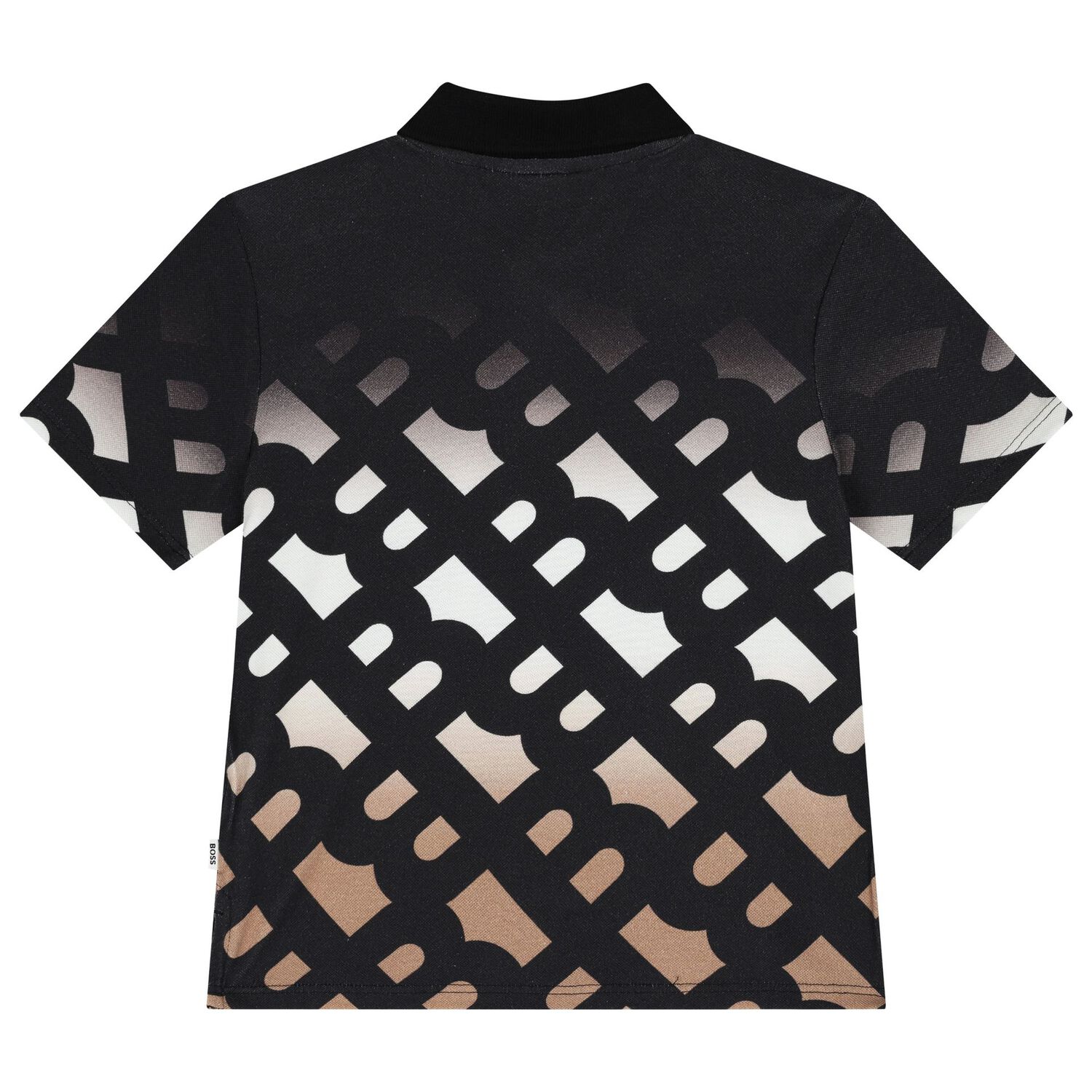 Boys White, Black & Beige Logo Polo Shirt, 1, hi-res