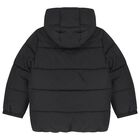 Boys Black Logo Puffer Jacket, 1, hi-res