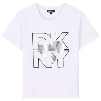 Girls White Logo Heart T-Shirt