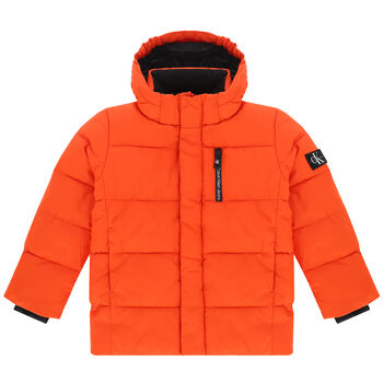 Boys Orange Logo Padded Puffer Jacket