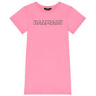 Girls Pink Logo T-Shirt Dress, 2, hi-res