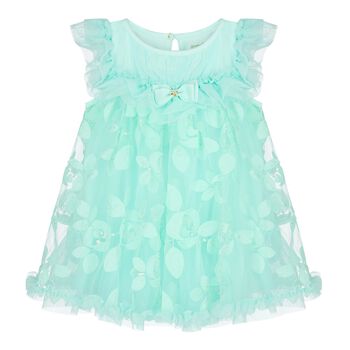 Baby Girls Green Appliqued Tulle Dress