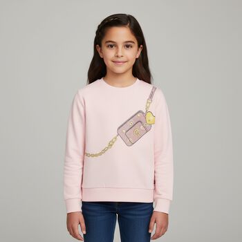 Girls Pink Crossbody Bag Sweatshirt, 2 Girls Pink Crossbody Bag Sweatshirt