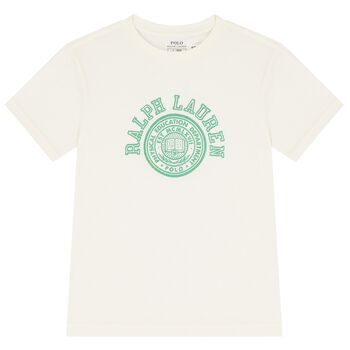 Boys Ivory Varsity Logo T-Shirt
