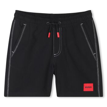 Boys Black Logo Swim Shorts