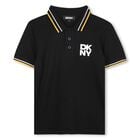 Boys Black Logo Polo Shirt, 1, hi-res