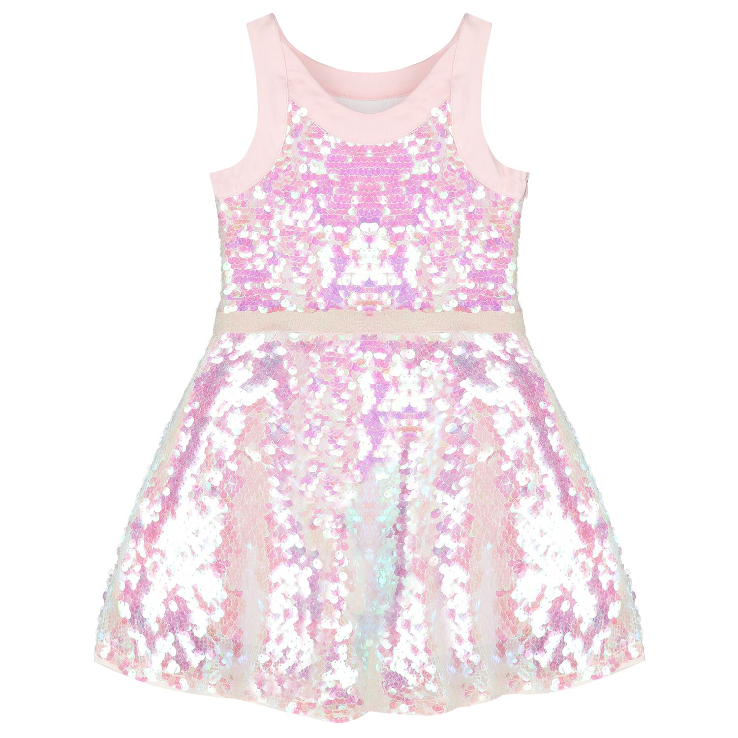 Girls Pink Iridescent Sequin Dress, 1, hi-res