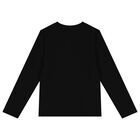 Boys Black Logo Long Sleeve Top, 1, hi-res