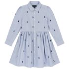 Girls Blue Logo Dress, 1, hi-res
