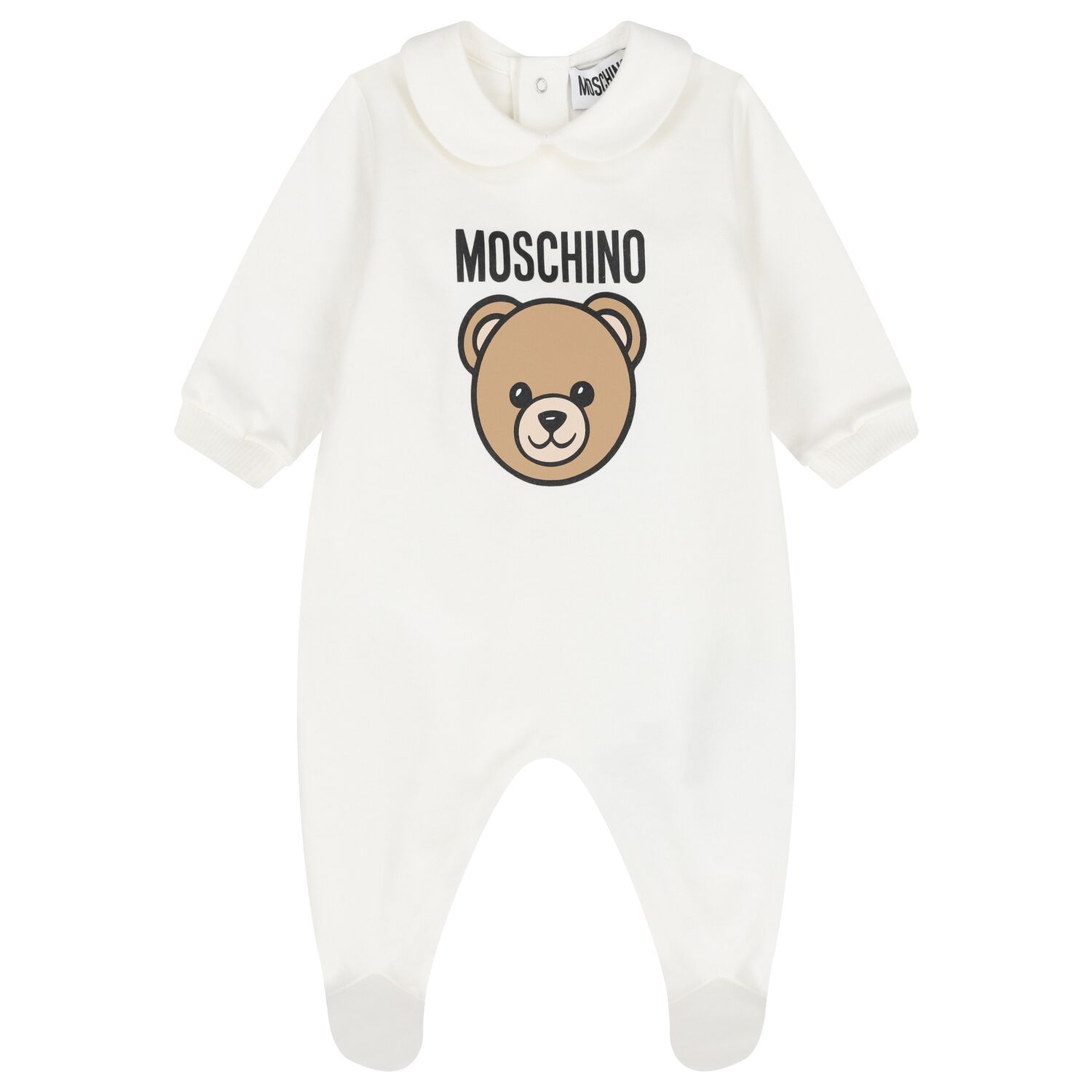 White Teddy Bear Logo Babygrow, 4, hi-res