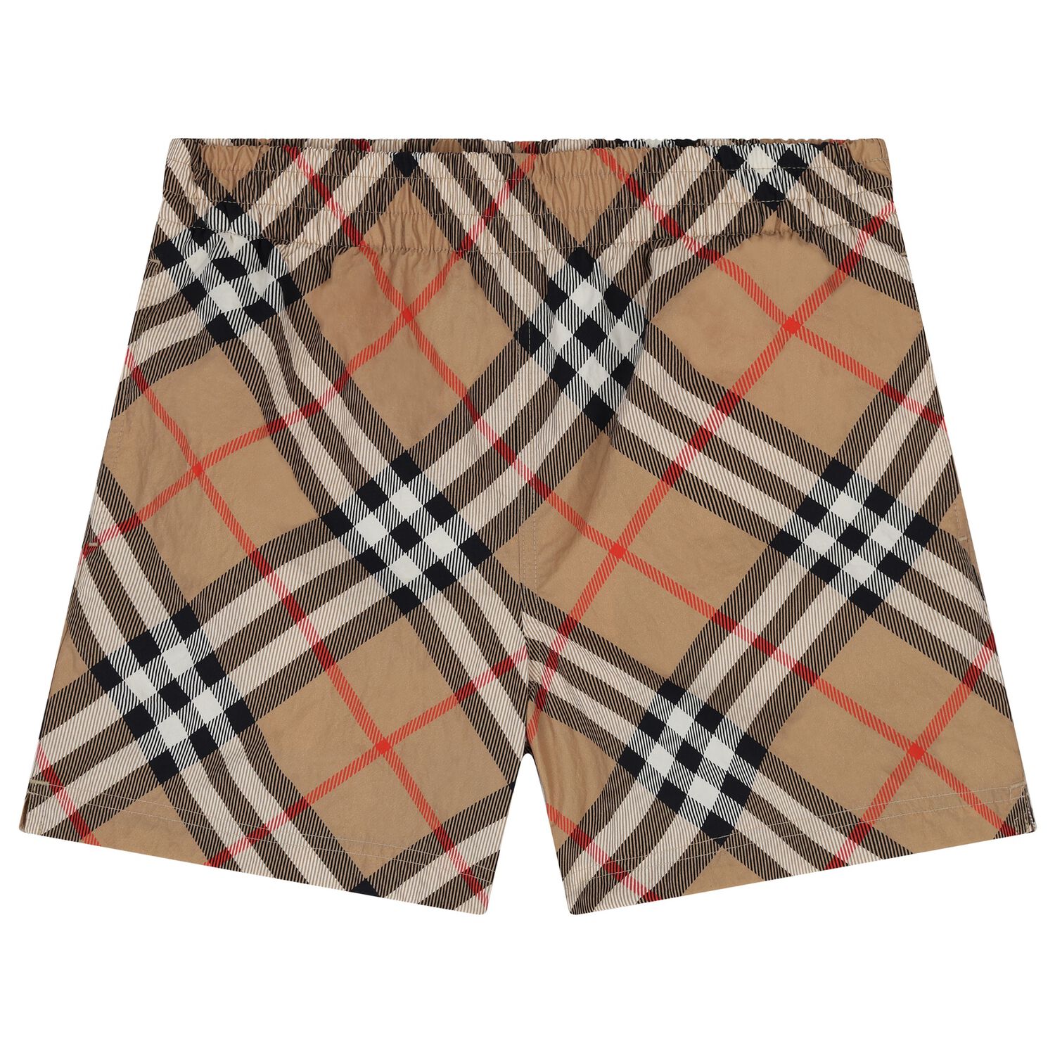 Boys Beige Check Swim Shorts, 1, hi-res image number null