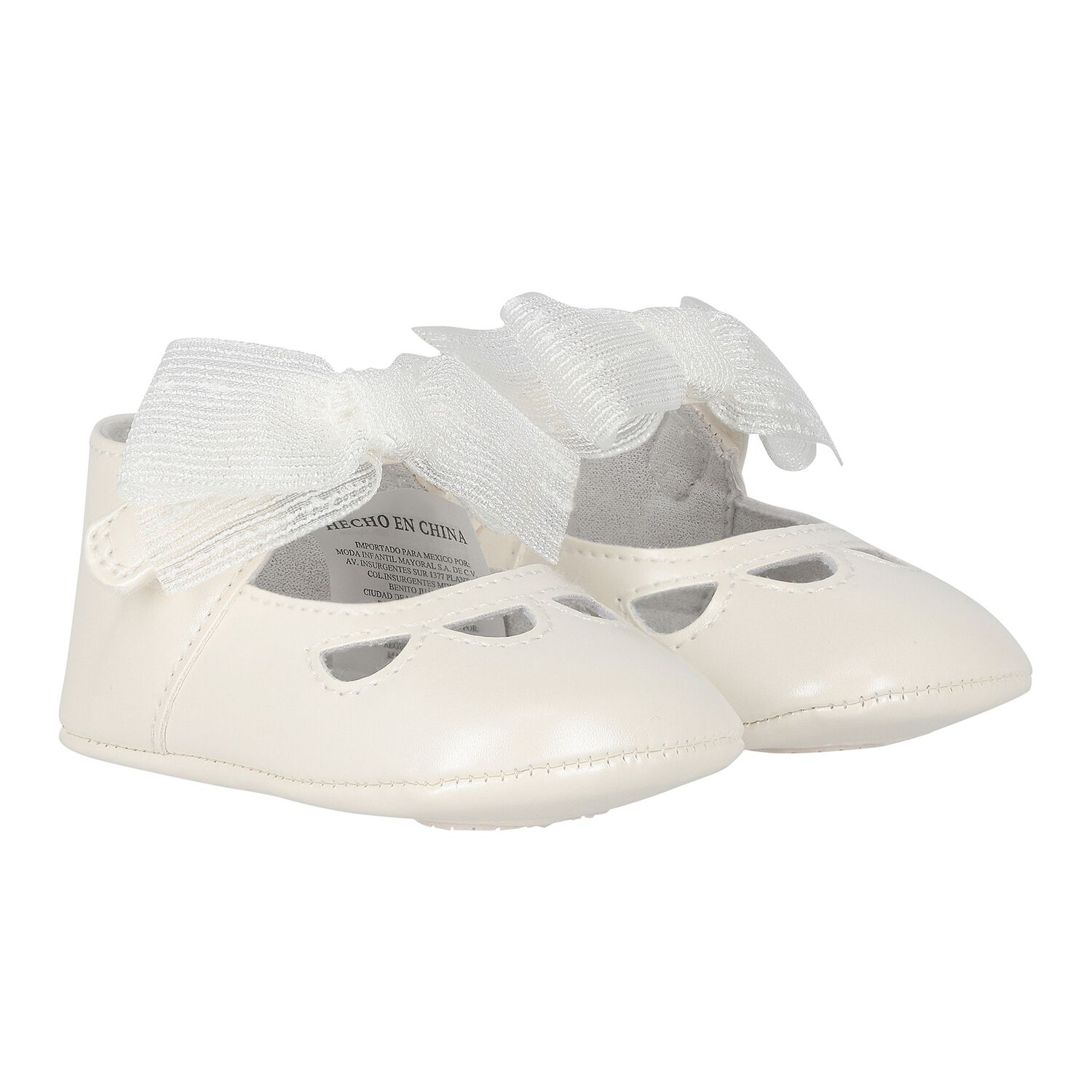 Baby Girls Ivory Bow Pre Walker Shoes, 4, hi-res