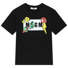 Boys Black Logo T-Shirt, 1, hi-res