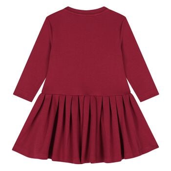 Younger Girls Red Pleated Logo Dress