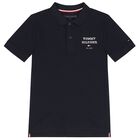 Boys Navy Blue Logo Polo Shirt, 1, hi-res