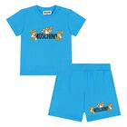 Younger Boys Blue Teddy Bear Logo Shorts Set, 3, hi-res