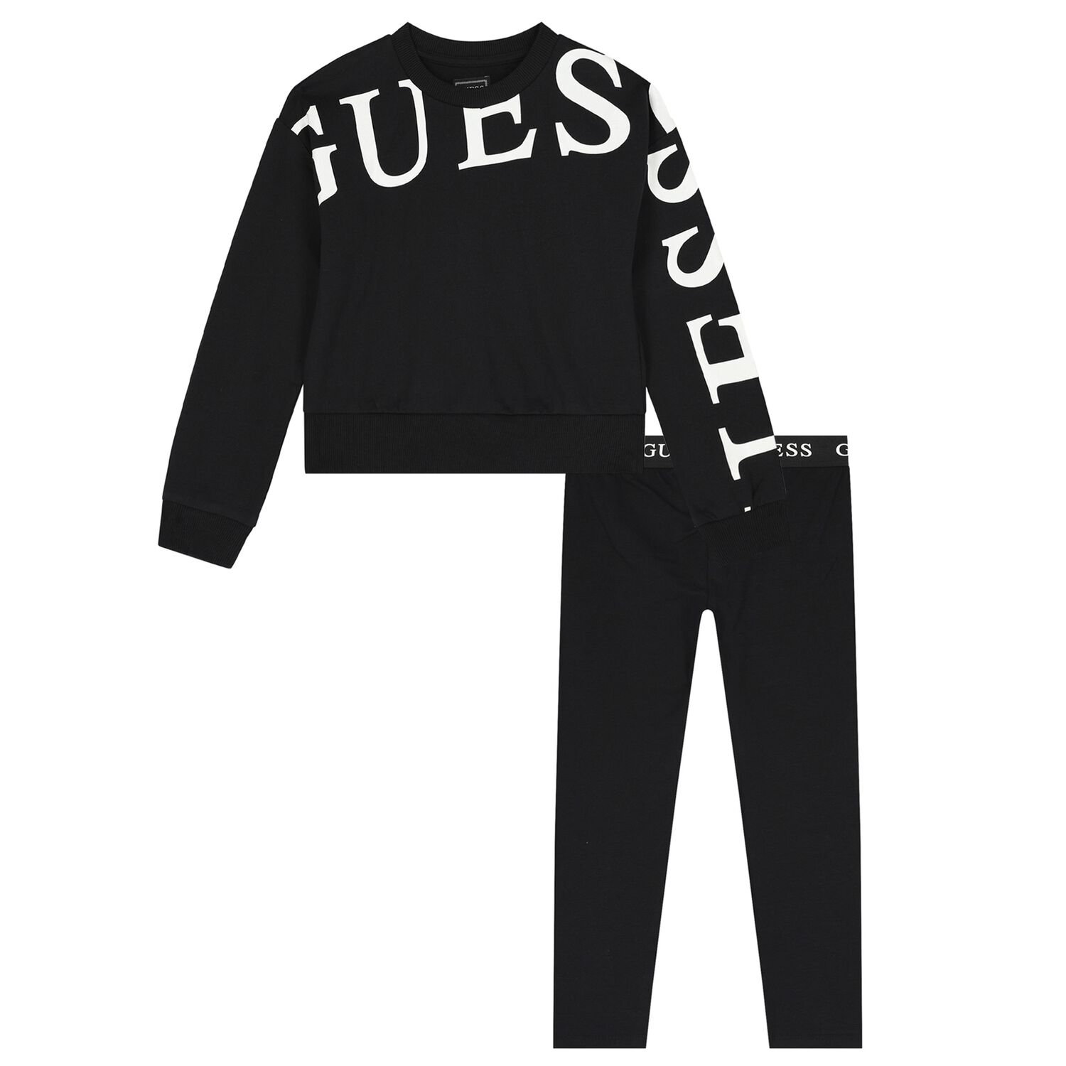 Girls Black Logo Leggings Set, 1, hi-res