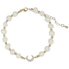 Girls Ivory & Gold Pearl & Moon Bracelet, 1, hi-res