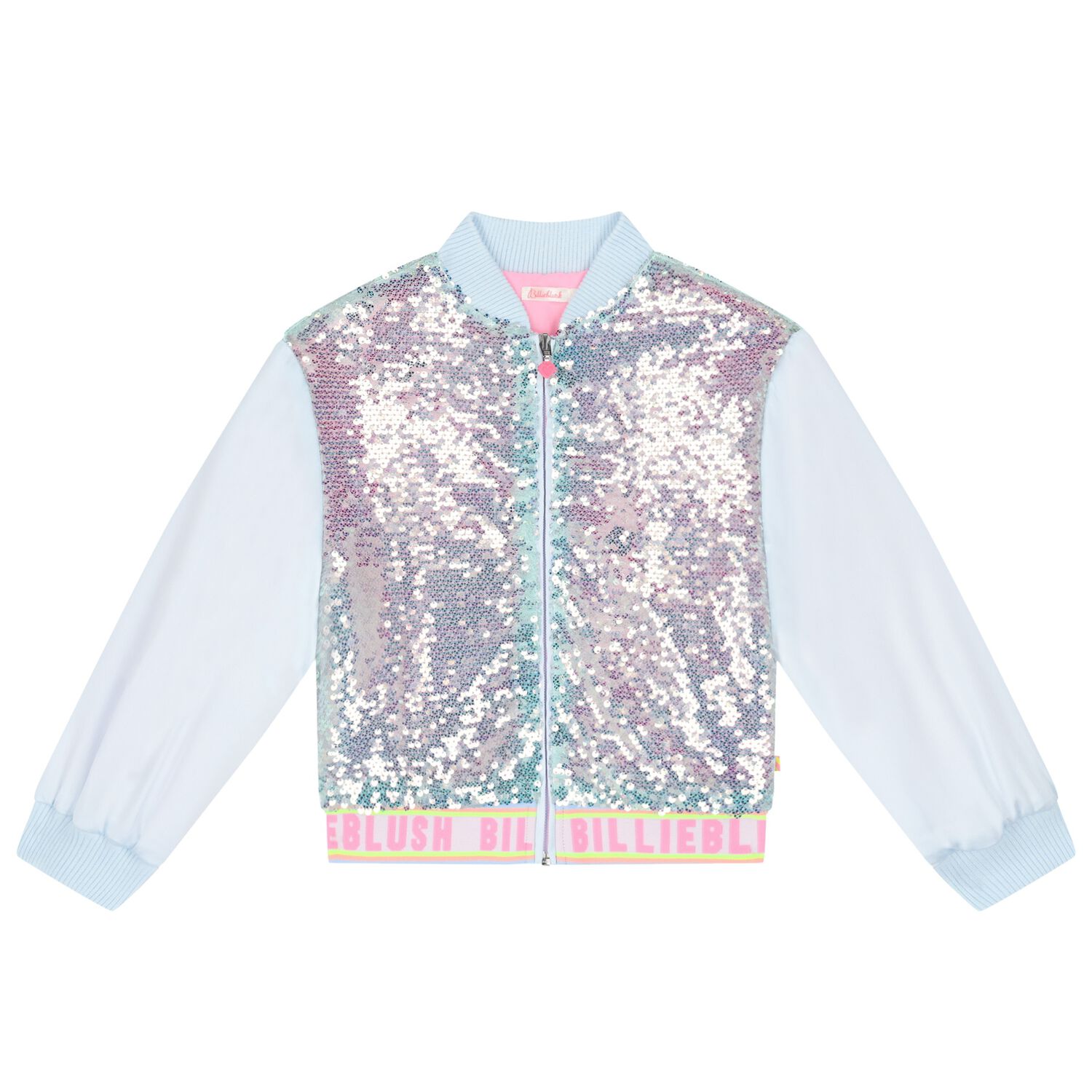 Girls Blue & Pink Sequin Zip Up Top, 1, hi-res image number null